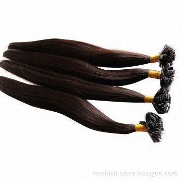 Dark Brown Hot Fusion Flat Indian Remy Hair Extension, 0.75g, 50 Pieces/Pack/1 * 0.8cm Tip Wholesale